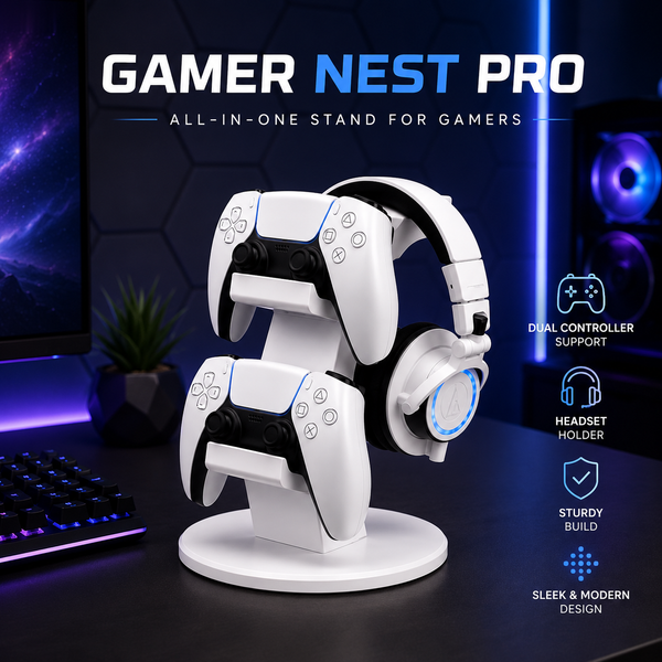 Gamer Nest Pro – PS5 Dual Sense Controller & Headphone Stand